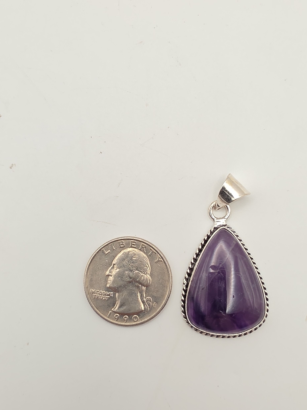 Silver Plated Purple Teardrop Pendant